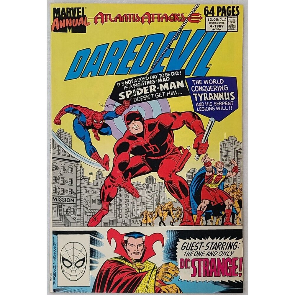 Daredevil Annual 4 5 Error Marvel Comics 1989 FN/VF Atlantis Attacks 4B